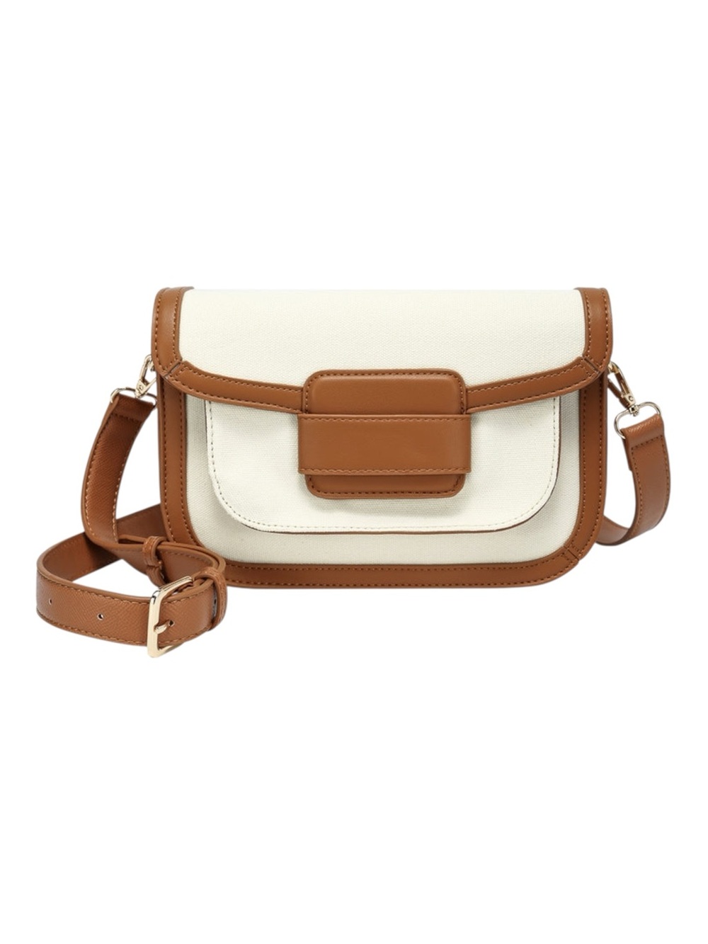 NWT Daisy Rose Crossbody Bag - Cream/Brown Colorblock - Vegan Leather
